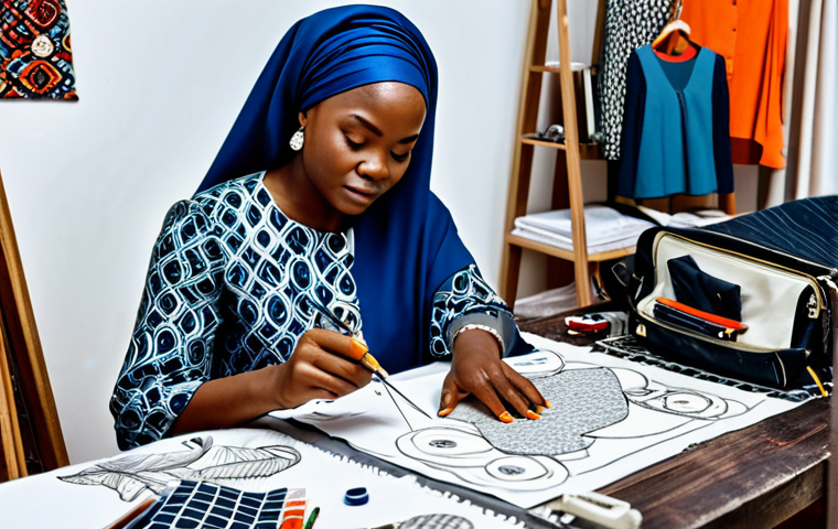 나이지리아 부족별 전통 의상 - **

"Close-up of colorful Ankara fabric, intricate patterns, traditional Nigerian design, warm color...