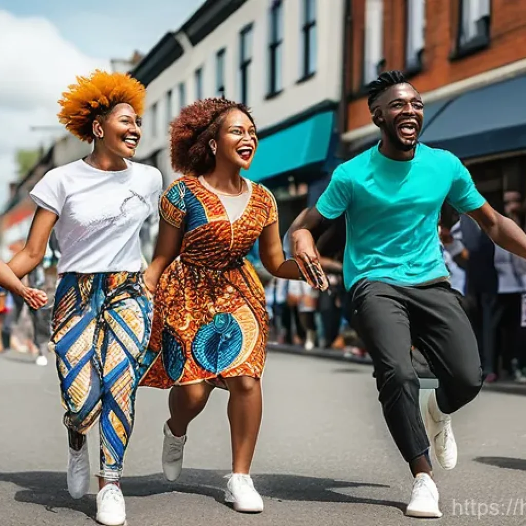 나이지리아에서 유명한 노래 - Vibrant Afrobeats Street Dance Festival**

A diverse group of young adults, aged 18-30s, are capture...