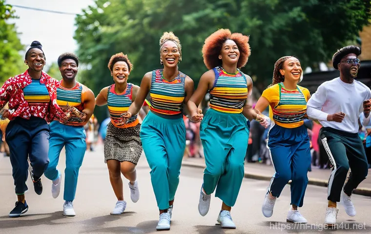 나이지리아에서 유명한 노래 - Vibrant Afrobeats Street Dance Festival**

A diverse group of young adults, aged 18-30s, are capture...