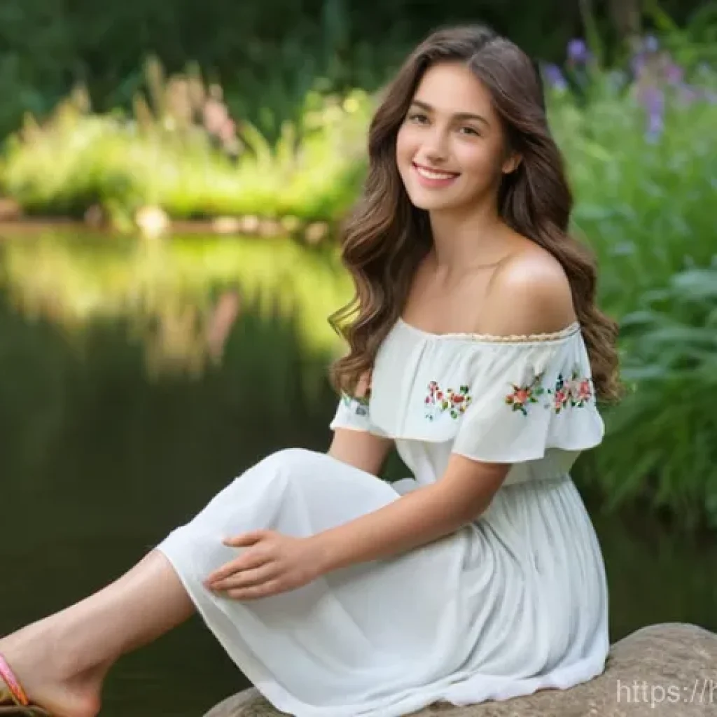 나이지리아의 백신 접종 현황 - A young woman, approximately 20-25 years old, with long, wavy brown hair gently draped over one shou...