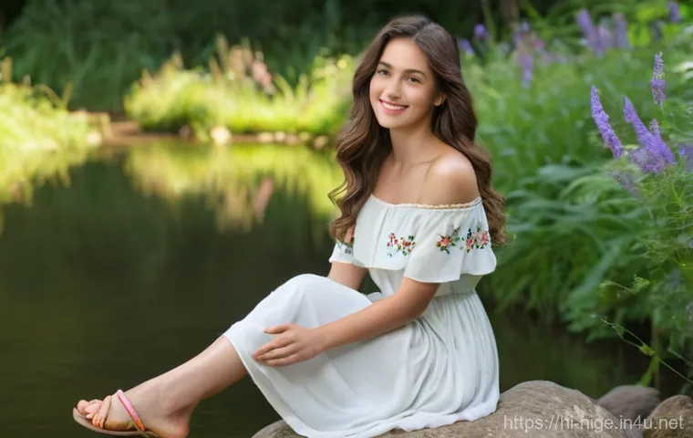 나이지리아의 백신 접종 현황 - A young woman, approximately 20-25 years old, with long, wavy brown hair gently draped over one shou...