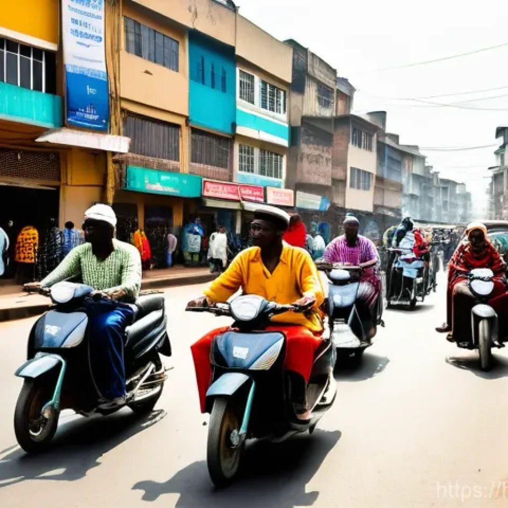 나이지리아에서 자동차 운전하기 - Vibrant Nigerian City Traffic - A Symphony of Movement and Sound**
"A dynamic, wide-angle shot of a ...