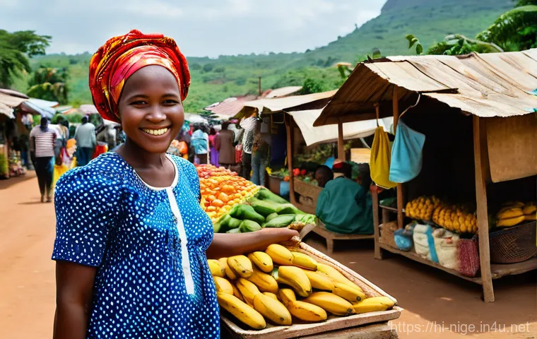 나이지리아에서 자동차 운전하기 - Cautious Driving Through Rural Nigerian Terrain**
"A mid-shot from a slightly elevated perspective, ...