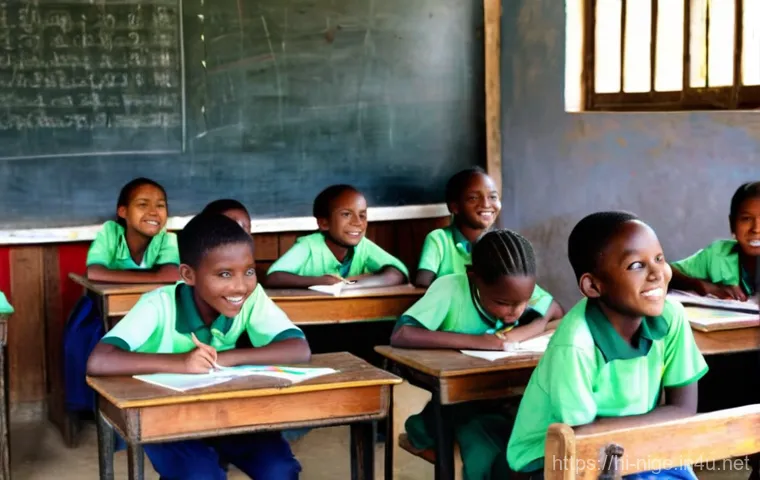 나이지리아에서 봉사활동 하기 - **Prompt 1: Joyful Learning in a Rural Nigerian Classroom**
"A heartwarming scene featuring a ki...