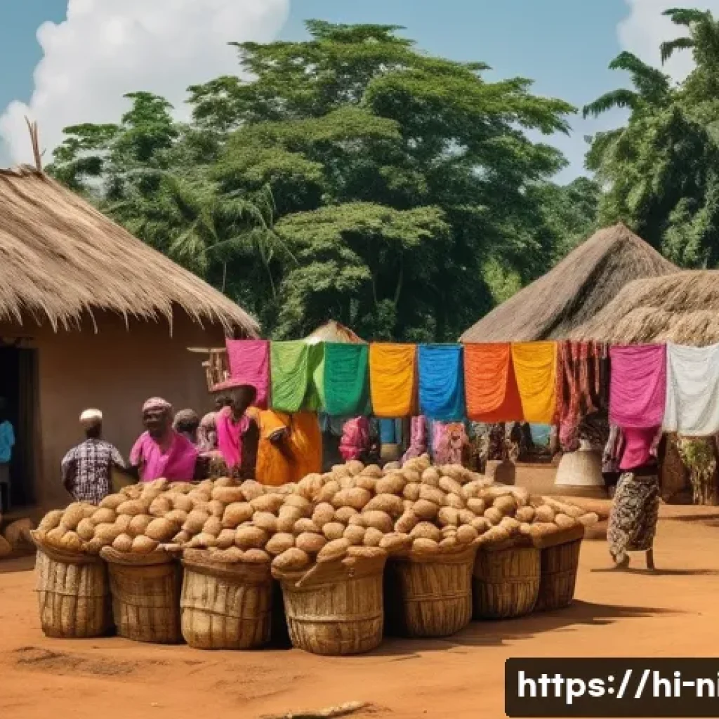나이지리아의 전통적인 직업군 - **Prompt:** A vibrant and joyful scene depicting the "New Yam Festival" in a rural Nigerian village....
