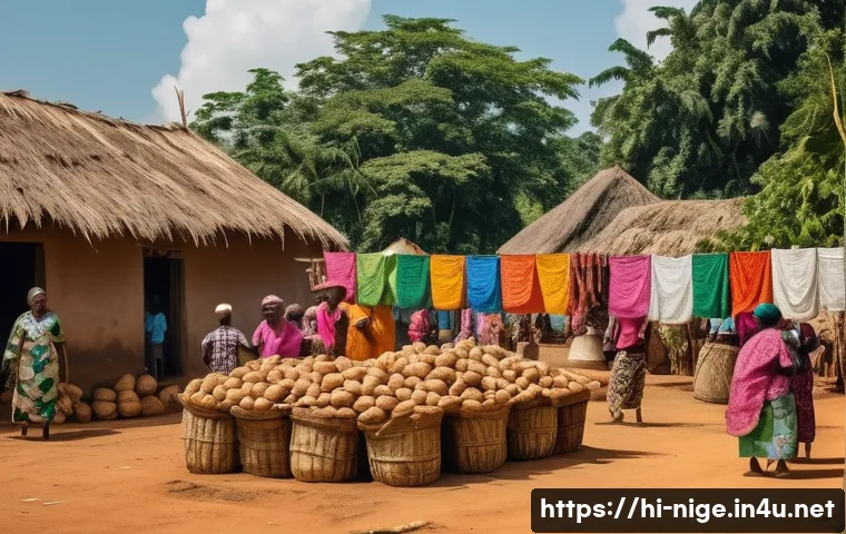 나이지리아의 전통적인 직업군 - **Prompt:** A vibrant and joyful scene depicting the "New Yam Festival" in a rural Nigerian village....